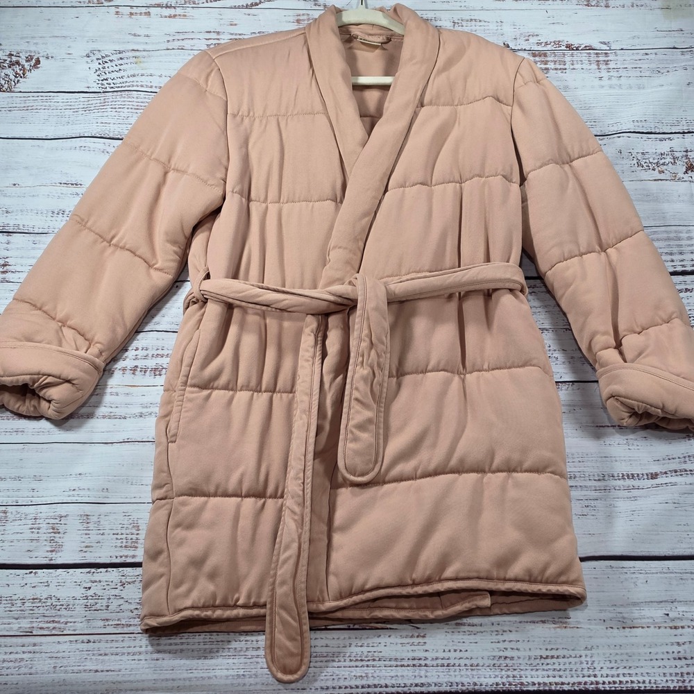 Soma Quilted Robe Women XS Pink Excellent Puffer Wrap Belted Loungewear